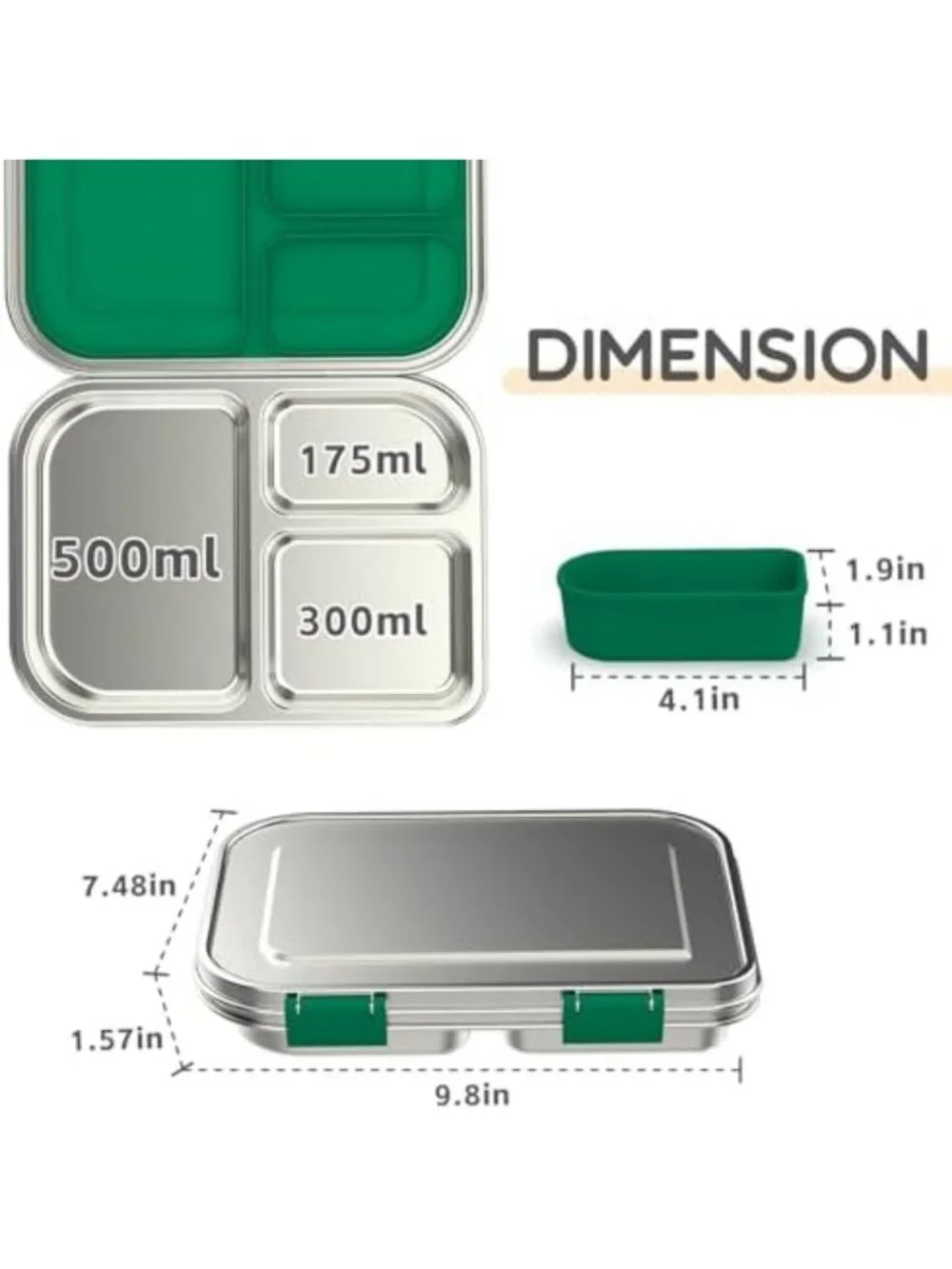 Leak-Resistant Stainless Steel Bento Lunch Box for Kids - 3 Compartments